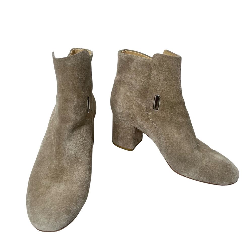Rag & Bone Taupe Suede Block Heel Eyelet Booties size 37 1/2
